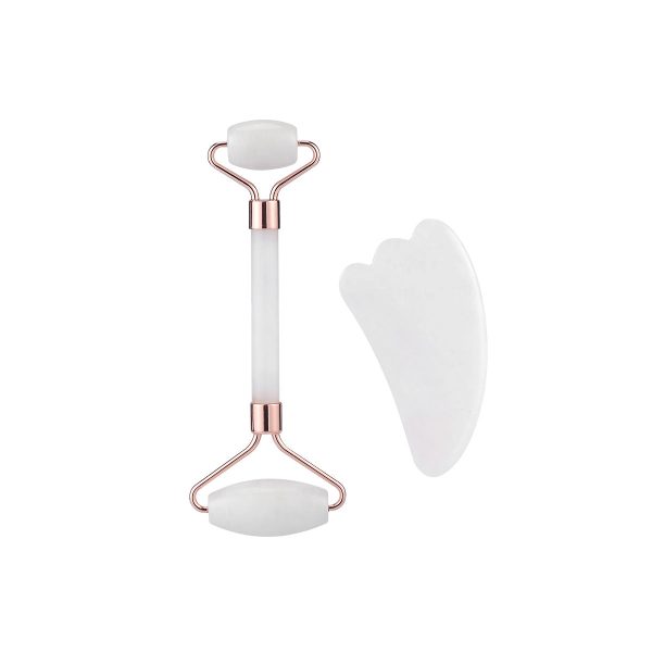 Premium Facial Massager Set with Natural Jade Stones for Relaxing Skincare