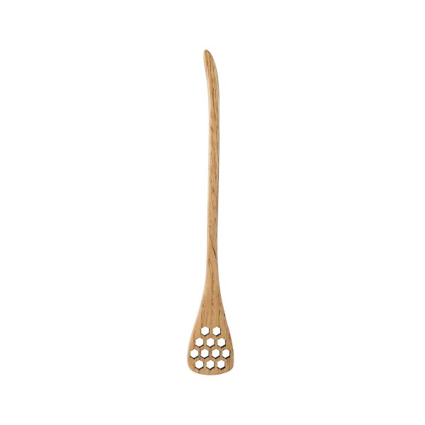 Flat Wooden Honey Dipper with Honeycomb Design for Easy Dispensing