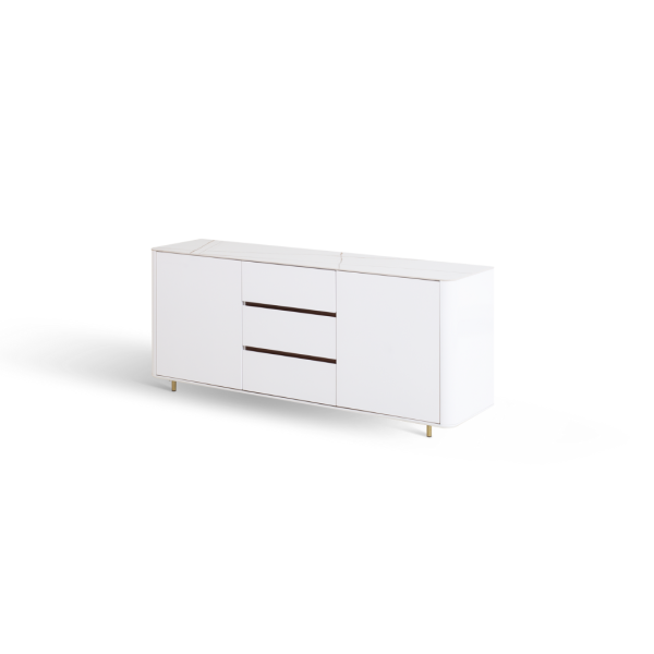 Elise Sideboard - Modern White Dining Cabinet with Gold Legs