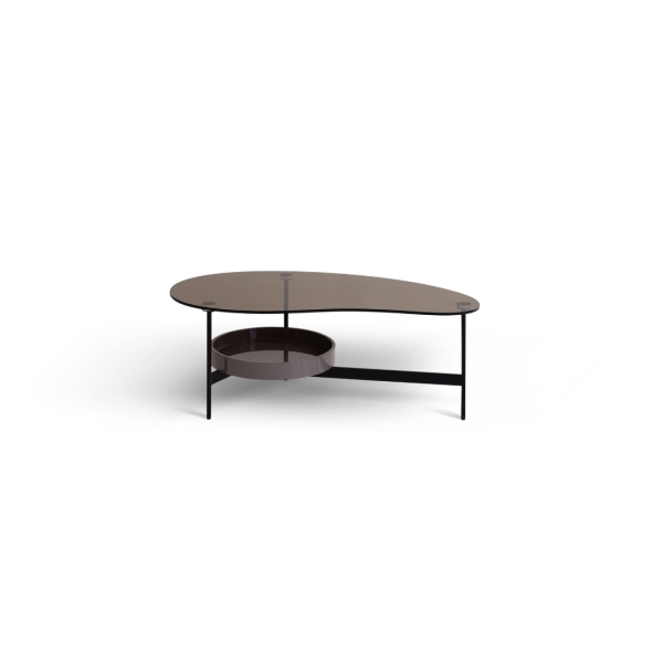 Eclipse Coffee Table - Modern Smoked Glass & Black Metal Design