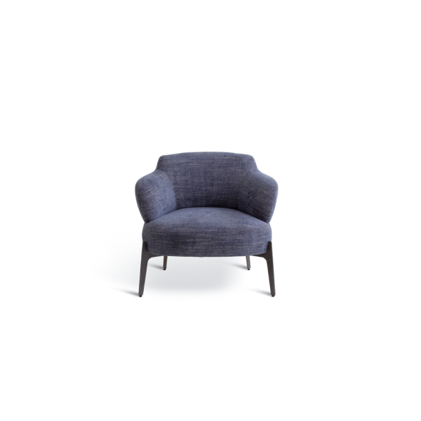 Emery Lounge Chair - Modern Navy Blue Accent Chair with Dark Wood Legs for Living Room