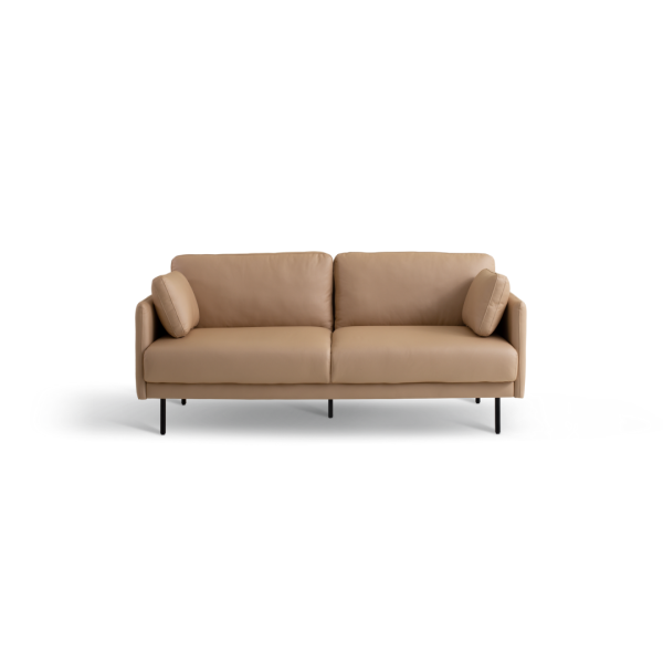 Felix Modern 3 Seater Sofa with Caramel Leather & Metal Legs - Stylish Comfort