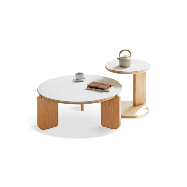 Akemi Solid Wood Sintered Stone Nesting Tables - Modern Space-Saving Design