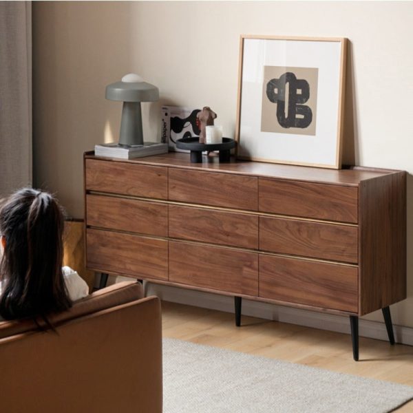 Enoch Walnut Wood Chest of Drawers - Modern Bedroom Storage
