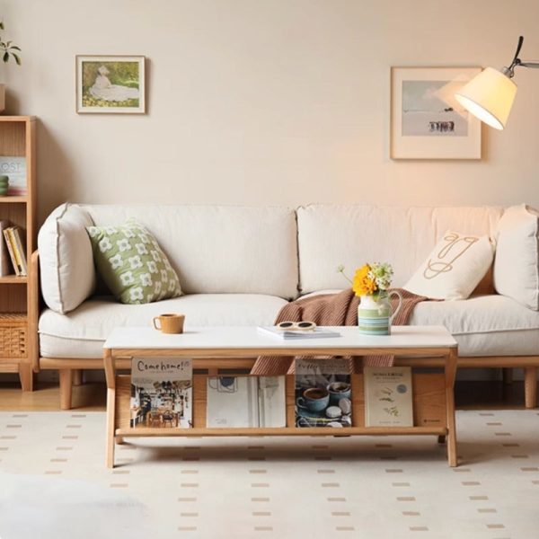 Eliza Modern Sintered Stone Coffee Table with Solid Wood Base - Durable & Stylish